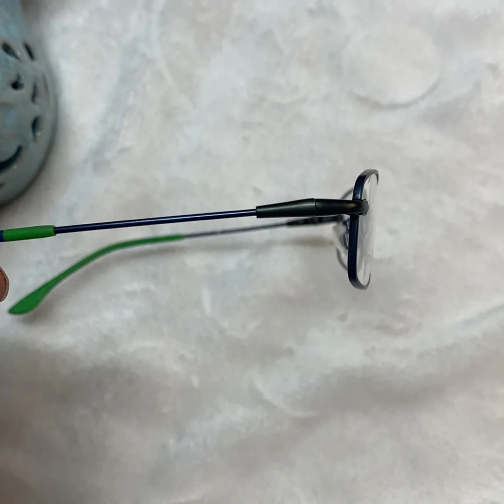 Kids titanflex eyeglass frame. Titanium dark green and blue. 44/18